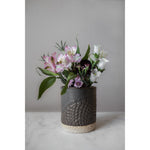 ceramic lace canister gray handmade round
