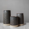 ceramic lace canister gray handmade round