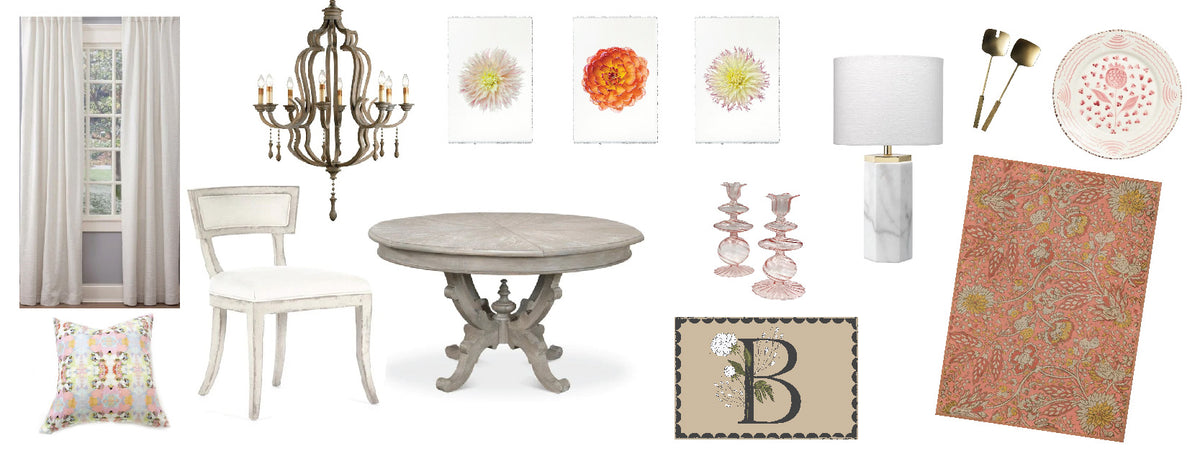 Interior design mood board with light colors