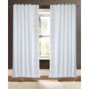 White Drapery Curtain Panel Linen Cotton Rod Pocket Tan EmbroideryTrim