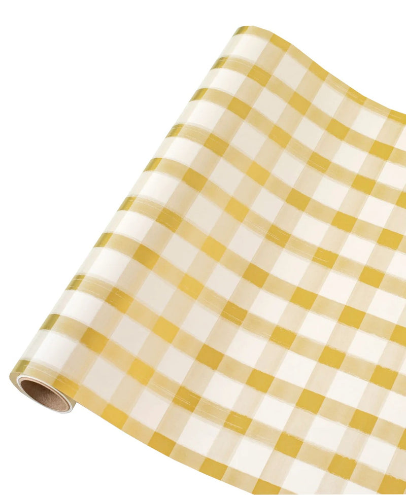 Gold Painted Check Table Runner for Christmas & Dinner Parties