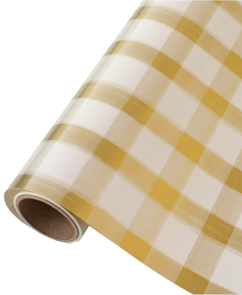 Gold Painted Check Table Runner for Christmas & Dinner Parties
