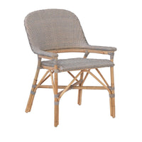 rattan dining arm chair natural gray concave back
