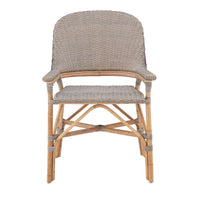 rattan dining arm chair natural gray concave back