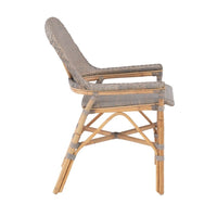 rattan dining arm chair natural gray concave back