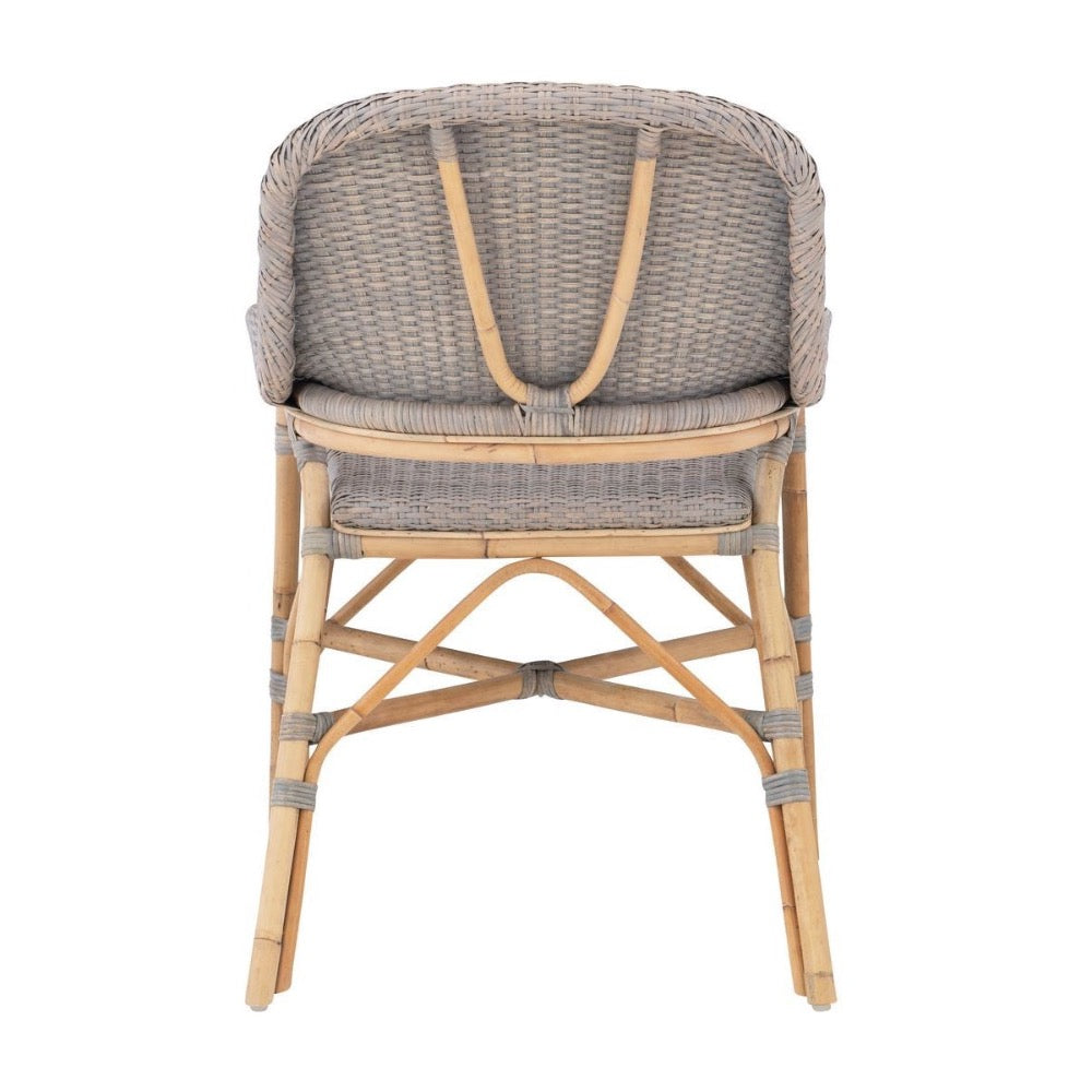 rattan dining arm chair natural gray concave back