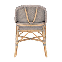 rattan dining arm chair natural gray concave back