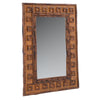 Kenian's Greek Key Rattan Mirror: Rectangular design with a wooden frame featuring Greek key pattern.