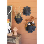 wavy clay wall planters black set 