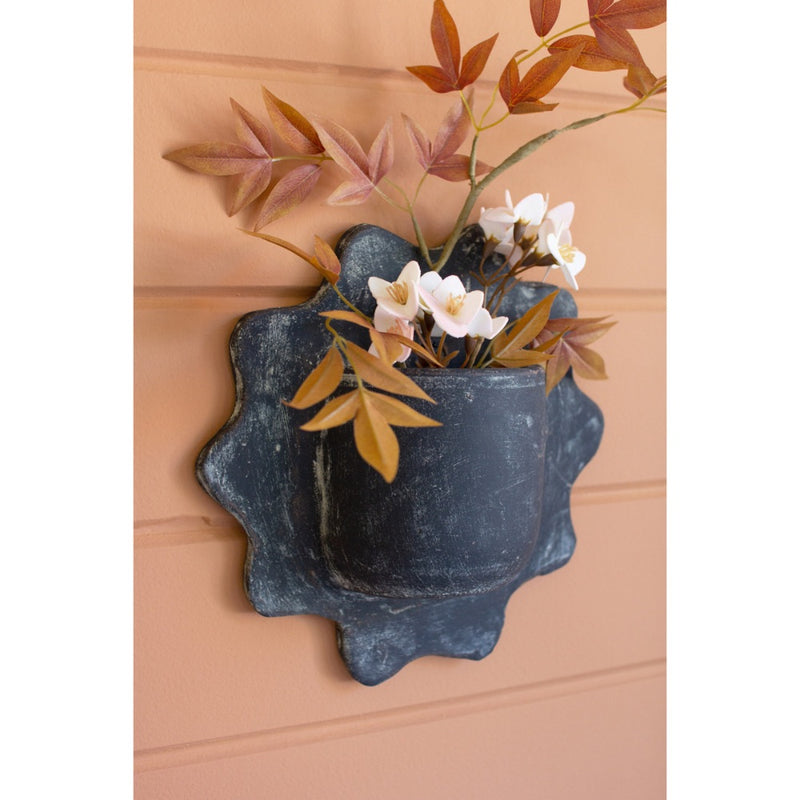 wavy clay wall planters black set 