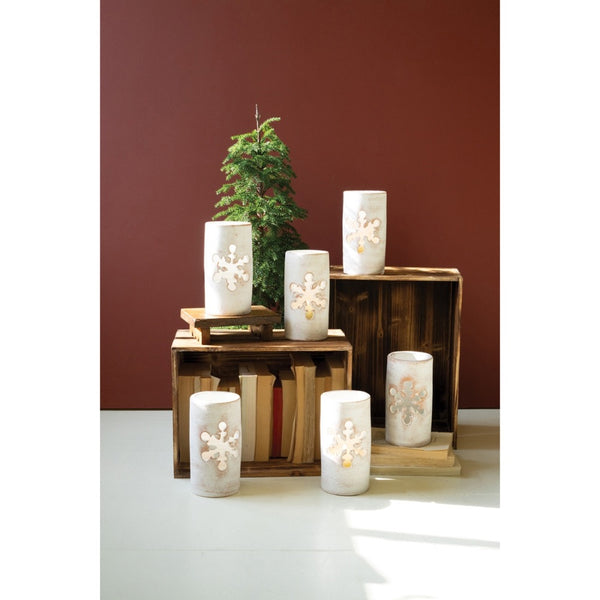 whitewashed clay luminary snowflake 