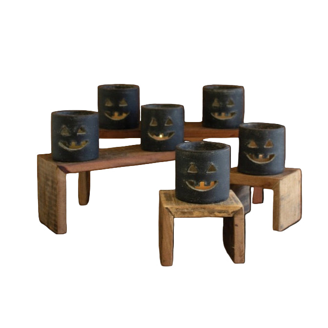 clay jack o lantern set black short 