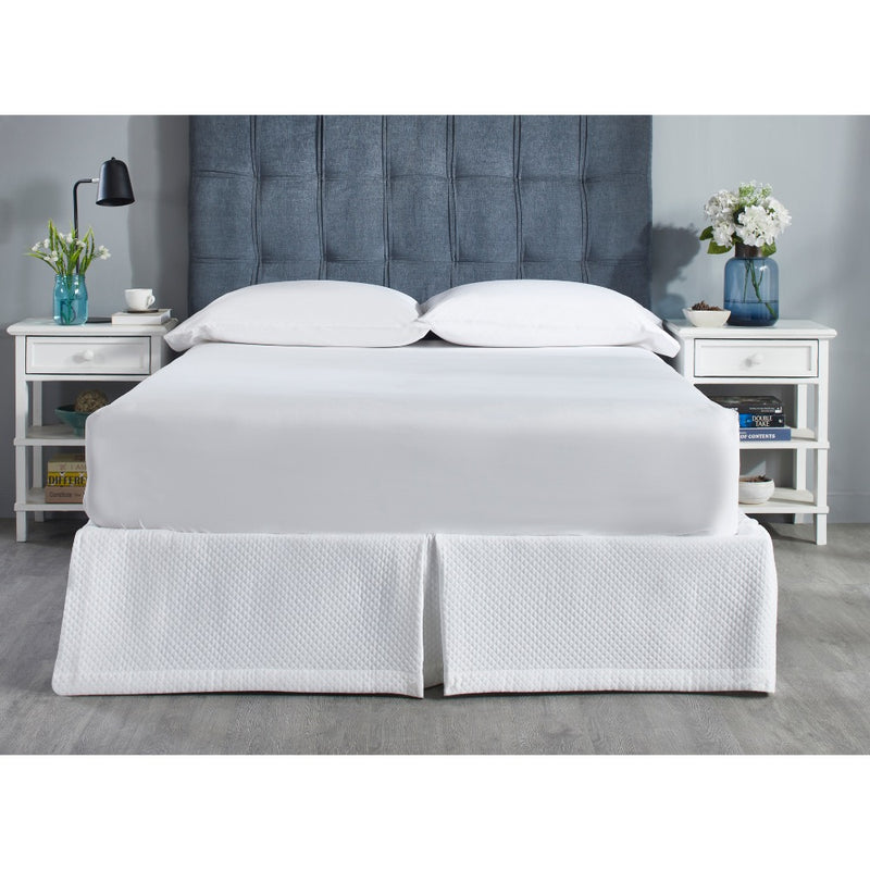 bedskirt white tailored diamond pattern