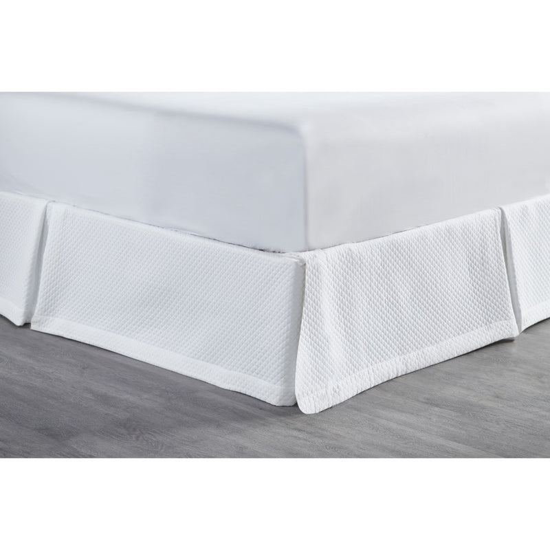 bedskirt white tailored diamond pattern