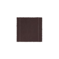 A square dark brown napkin with fringed edges, displayed flat against a solid white background.
