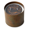 metal round candle copper patina single wick