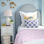 navy white patterned throw pillow