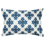 navy white patterned throw pillow