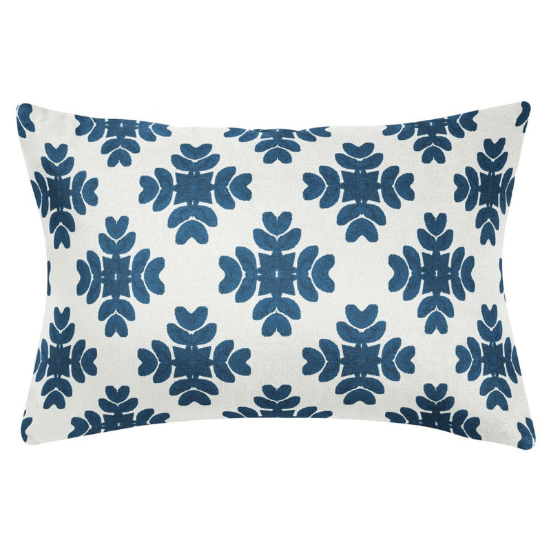 navy white patterned throw pillow