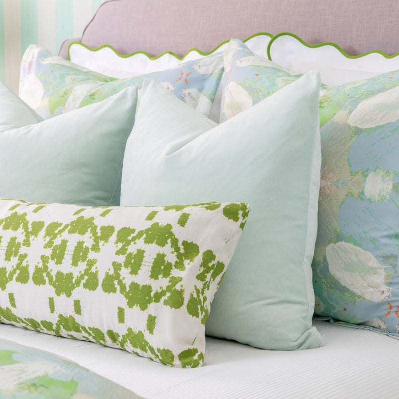 green white bolster pillow