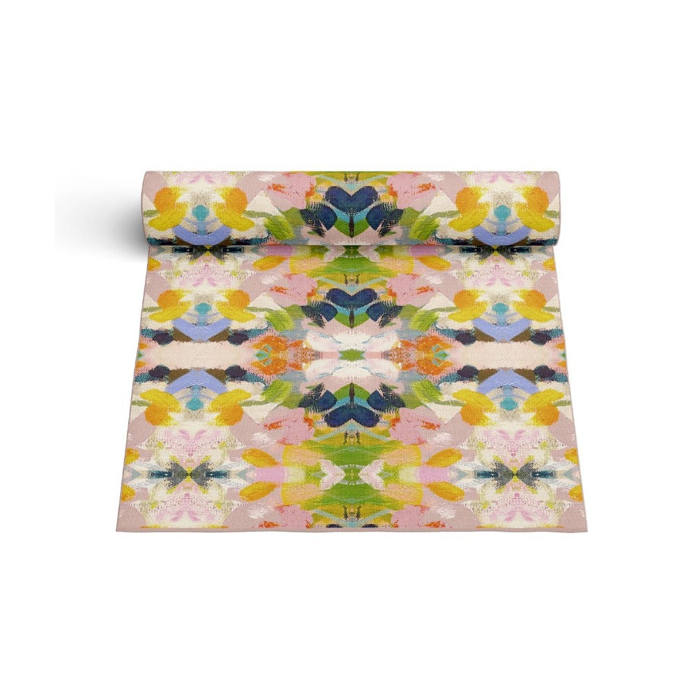 Laura Park Designs' Color Me Happy Floor Mat features a vibrant abstract floral print—stylish for any home decor.
