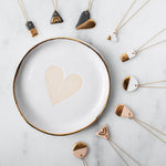 white gold round ring dish ceramic heart