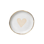 white gold round ring dish ceramic heart