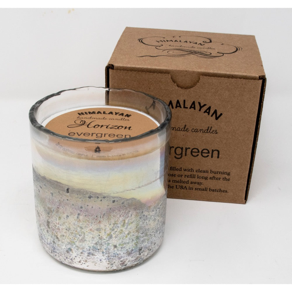 round candle 2 wick textured silver finish handblown glass