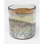 round candle 2 wick textured silver finish handblown glass