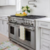 cotton tea towel white green and gold 