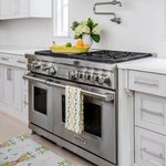 cotton tea towel white green and gold 