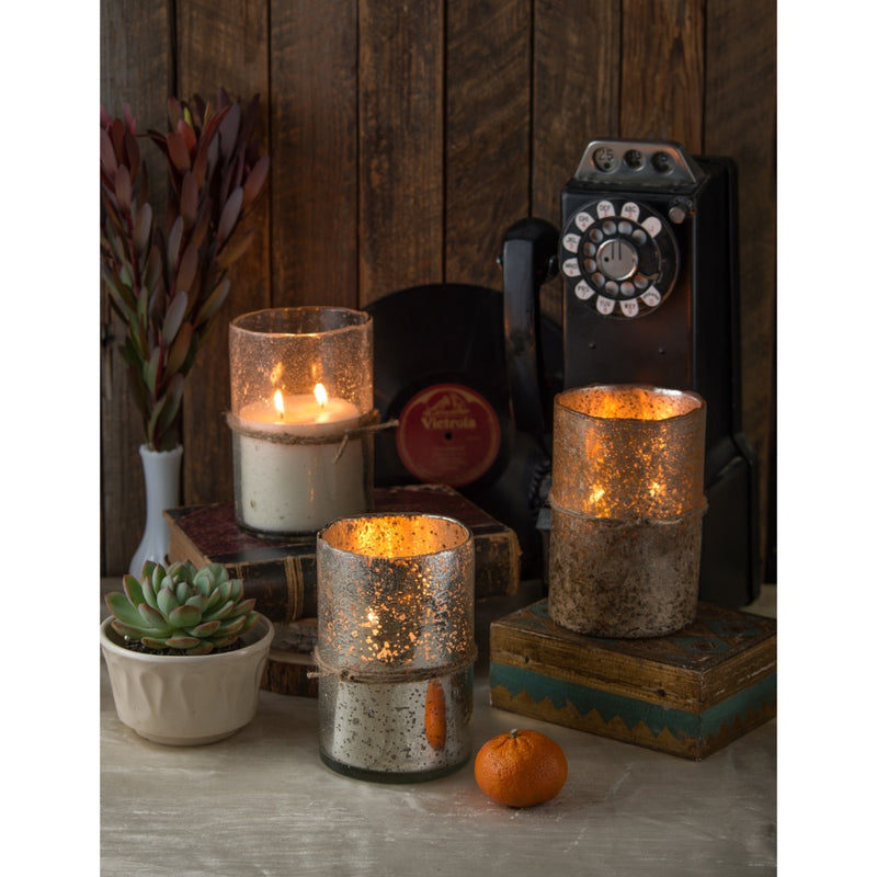 candle 2 wick mottled gold bubbled glass