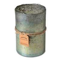 candle 2 wick mottled green bubbled glass