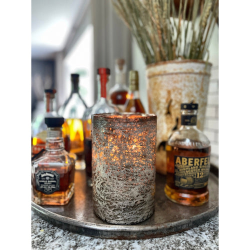 gold glass hurricane candle