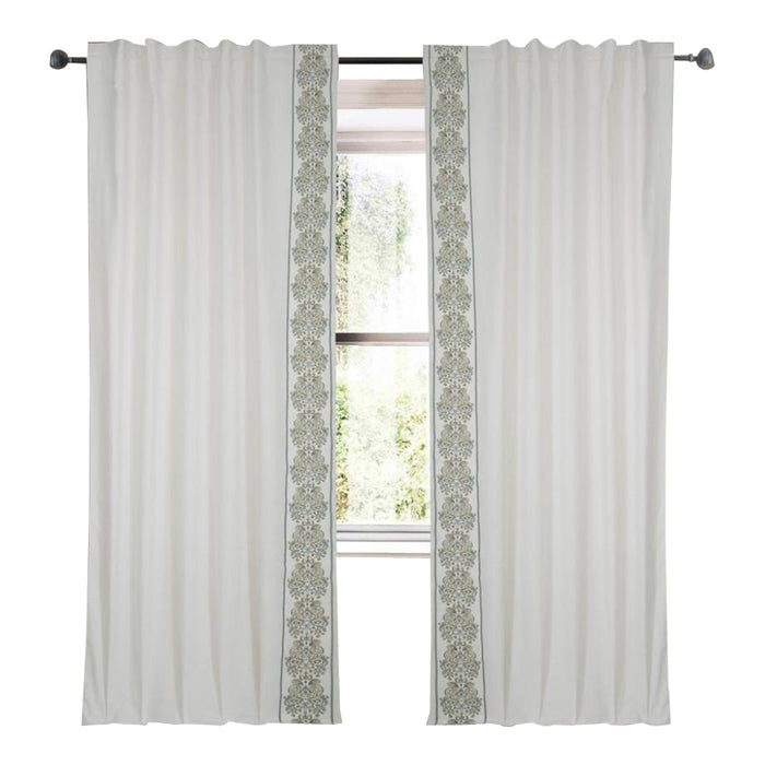 white linen blend curtain panels embroidered edge