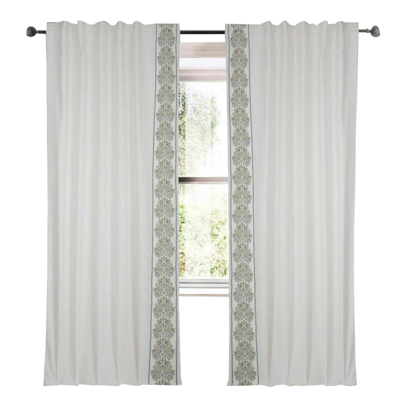 white linen blend curtain panels embroidered edge