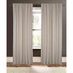 ivory natural and black striped linen sheer curtain panels