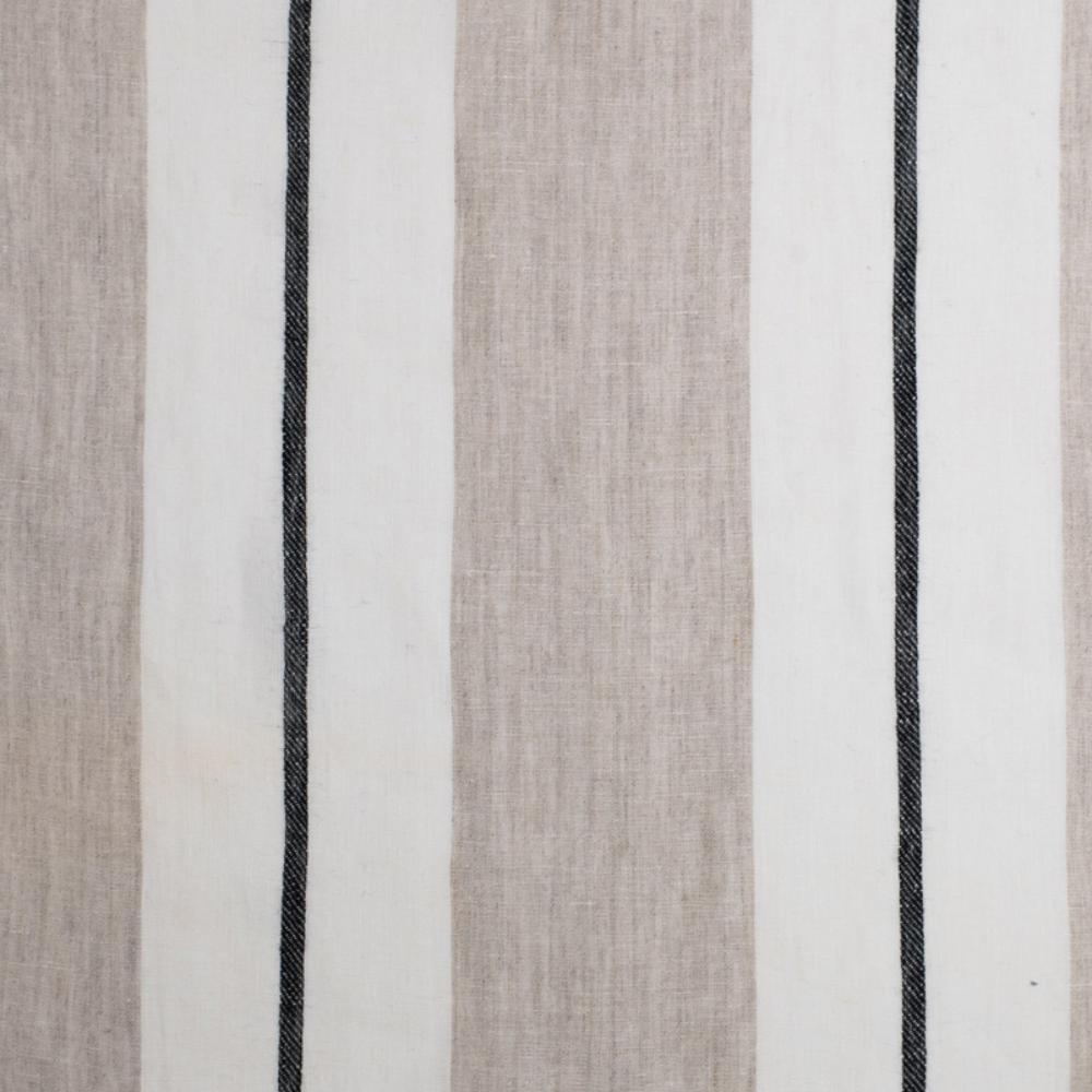 ivory natural and black striped linen sheer curtain panels