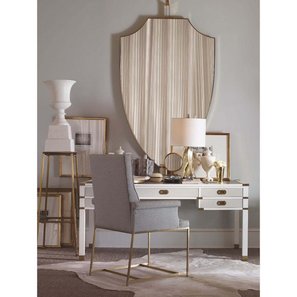 shield mirror large gold trim