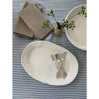 Double Line White Melamine Serving Platters (set of 2)