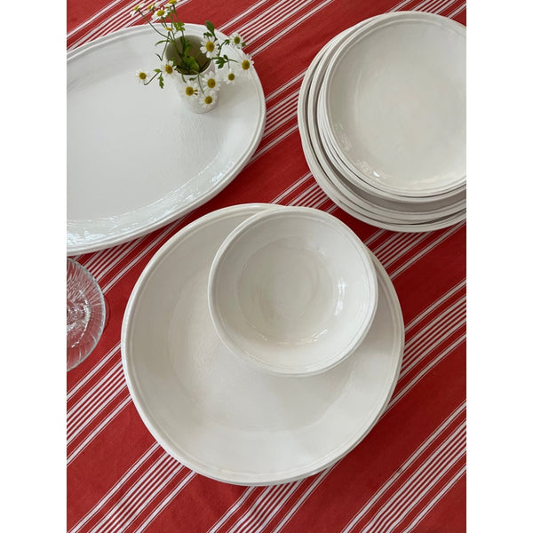 white salad plate melamine double line