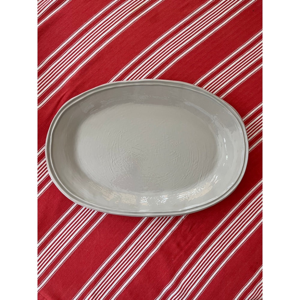 melamine serving platter white double line