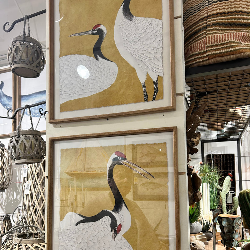 Framed Herons Prints Under Glass (set of 2)