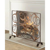 dark antique gold swirls iron fireplace screen mesh-backed