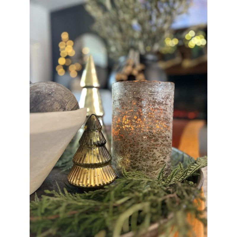 gold matte hurricane candle cylinder christmas decor