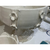 The Wildflowers White Compote by Abigails features hand-applied flowers for a contemporary touch to your collection.