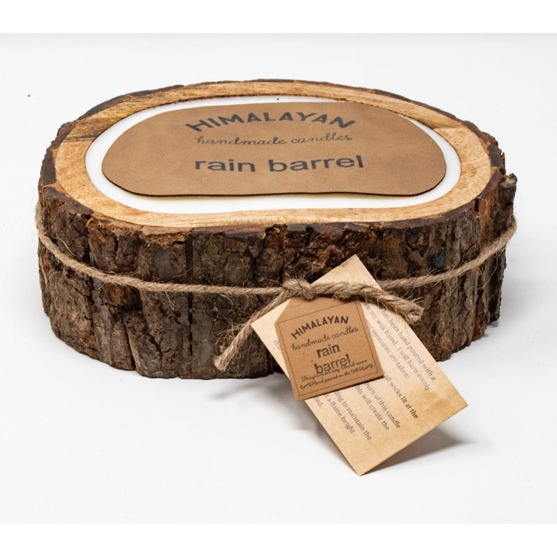 round candle 2 wick tree bark edges