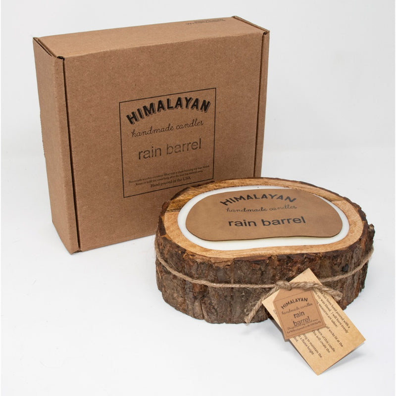 round candle 2 wick tree bark edges
