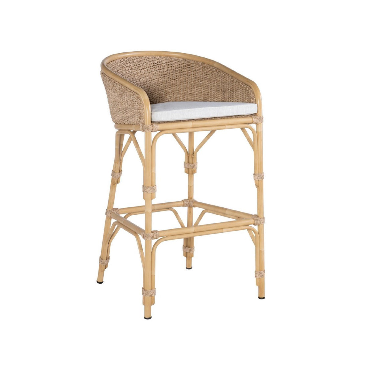 bar stool outdoor twisted hyacinth weave natural aluminum frame