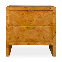 brown burl wood 2-drawer chest